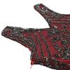 1920s Vintage Inspired Sequin Embellished Fringe V Neck Gatsby Costume Dress w/ 20s Headband Accessories Set (Black Red, X-Large) view 4