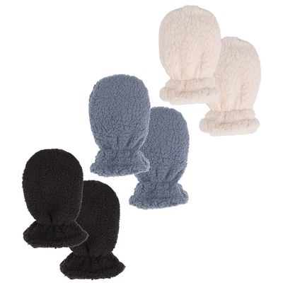 Zsedrut 3 Pairs Kids Winter Glove Fleece Lined Baby Girl Mittens Warm Toddler Boys Gloves (White+Black+Blue, S)