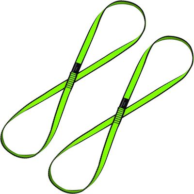 KIKIGOAL 18MM Nylon Climbing Sling Runner 23KN CE2008/EN566 Rock Climbing Webbing Straps for Outdoor Climbing, Rappelling, Swing, Yoga Hammock etc (120 CM/48 Inch, 2PCS GREEN)