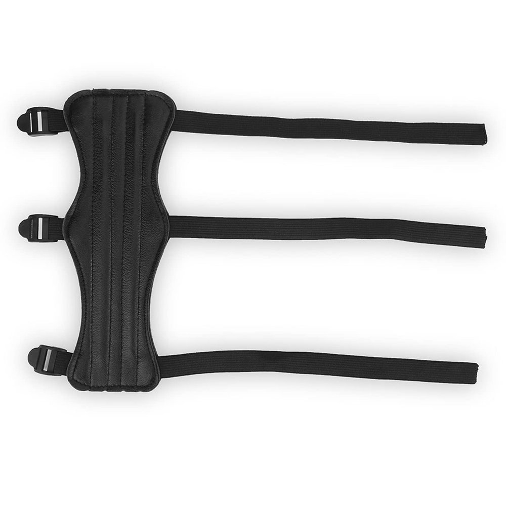 Comfortable Arm Guard, Black Pu Arm Guard Archery Men, With 3 Adjustable Elastic Straps For Archery