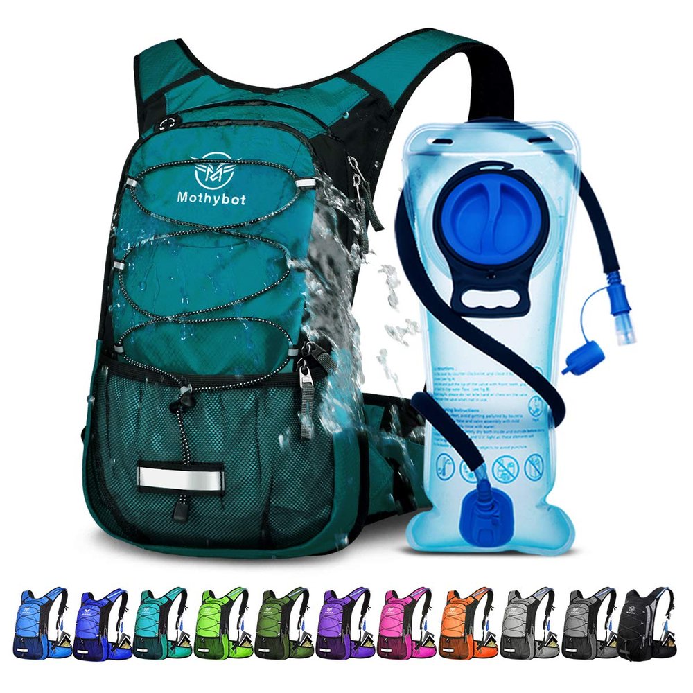 Mothybot Hydration Pack, Insulated Hydration Backpack with 2L BPA Free Water Bladder and Storage, Hiking Backpack for Men, Women, Kids for Running, Cycling, Camping - Keep Liquid Cool up to 5 Hours