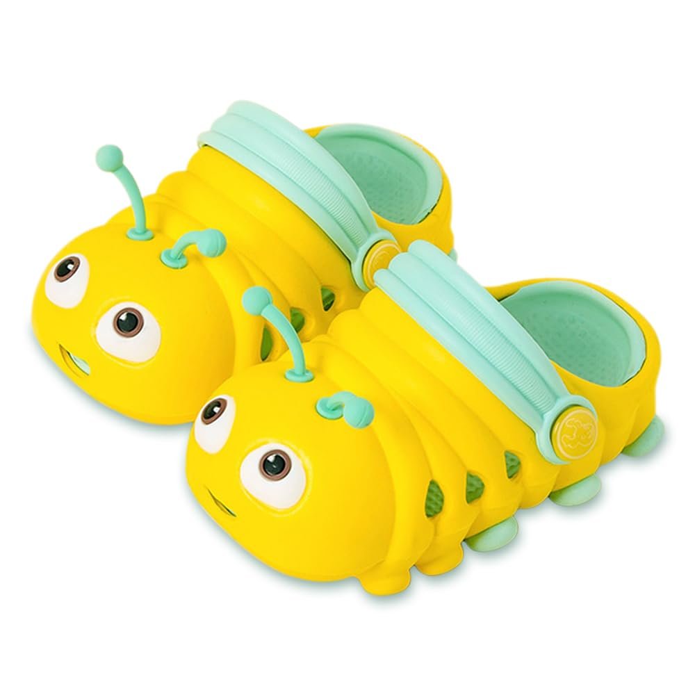 JUXI Toddler Clogs Girls Boys Clogs Garden Shoes EVA Lightweight Summer Slipper Cartoon Slides Baby Comfort Sandals (Yellow,8)