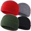 4pcs Wool Fisherman Beanies for Men, Knit Short Watch Cap Winter Warm Hats view 1