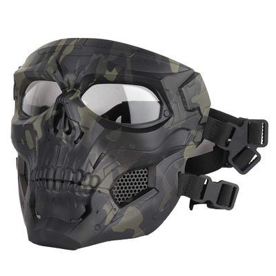 Airsoft Tactical Helmet Black Camo Mask with Eye Protective Paintball Mask Skull Full Face for Hunting Halloween