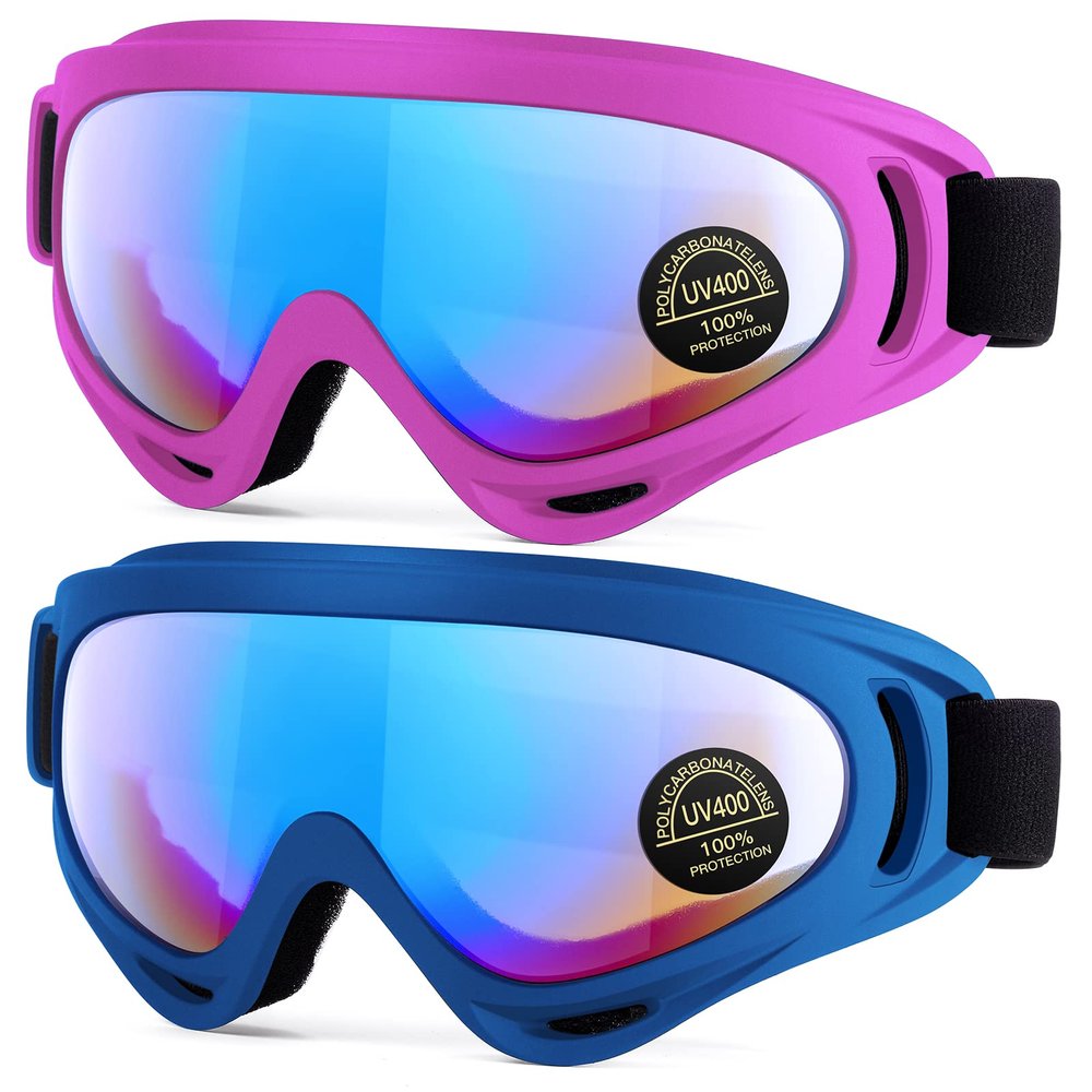 MAMBAOUT 2-Pack Snow Ski Goggles, Snowboard Goggles for Men, Women, Youth, Kids, Boys or Girls
