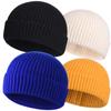 4pcs Wool Fisherman Beanies for Men, Knit Short Watch Cap Winter Warm Hats view 1