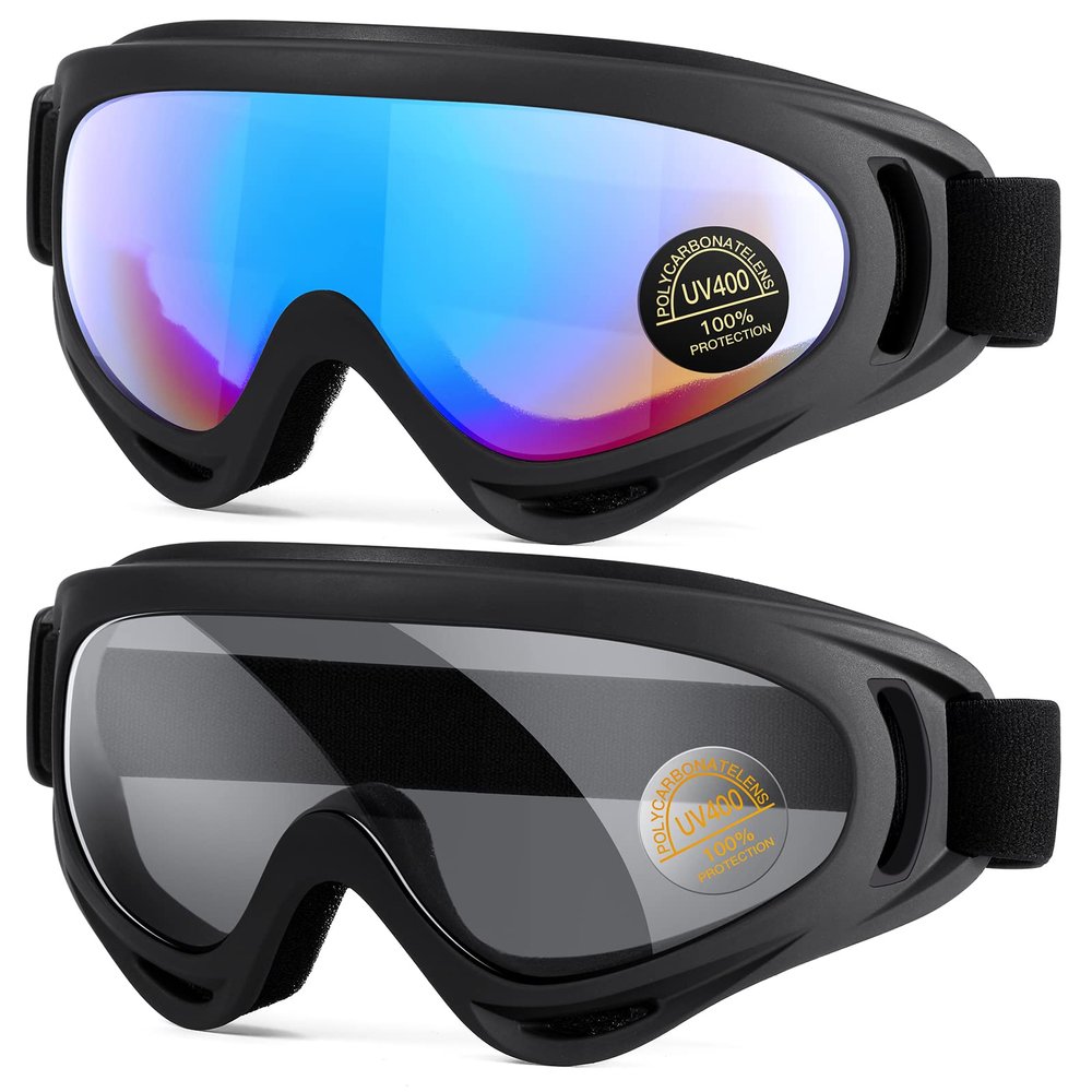 MAMBAOUT 2-Pack Snow Ski Goggles, Snowboard Goggles for Men, Women, Youth, Kids, Boys or Girls