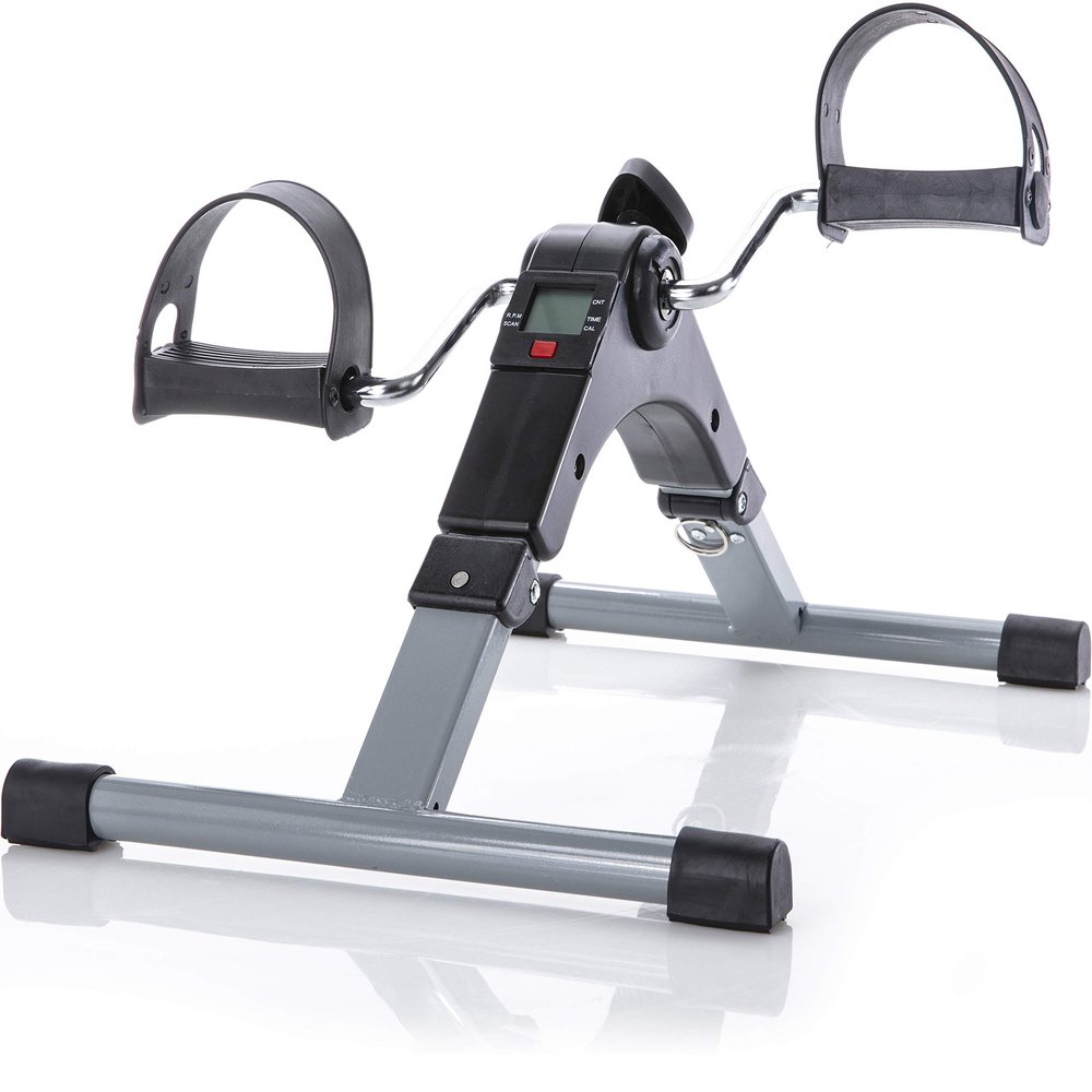 Folding Pedal Exercise Bike to Strengthen and Tone Legs or Arms with Electronic Display - Great Cardio Exercise Bike for Seniors & Office Workers - Best Small Exercise Equipment for The Home
