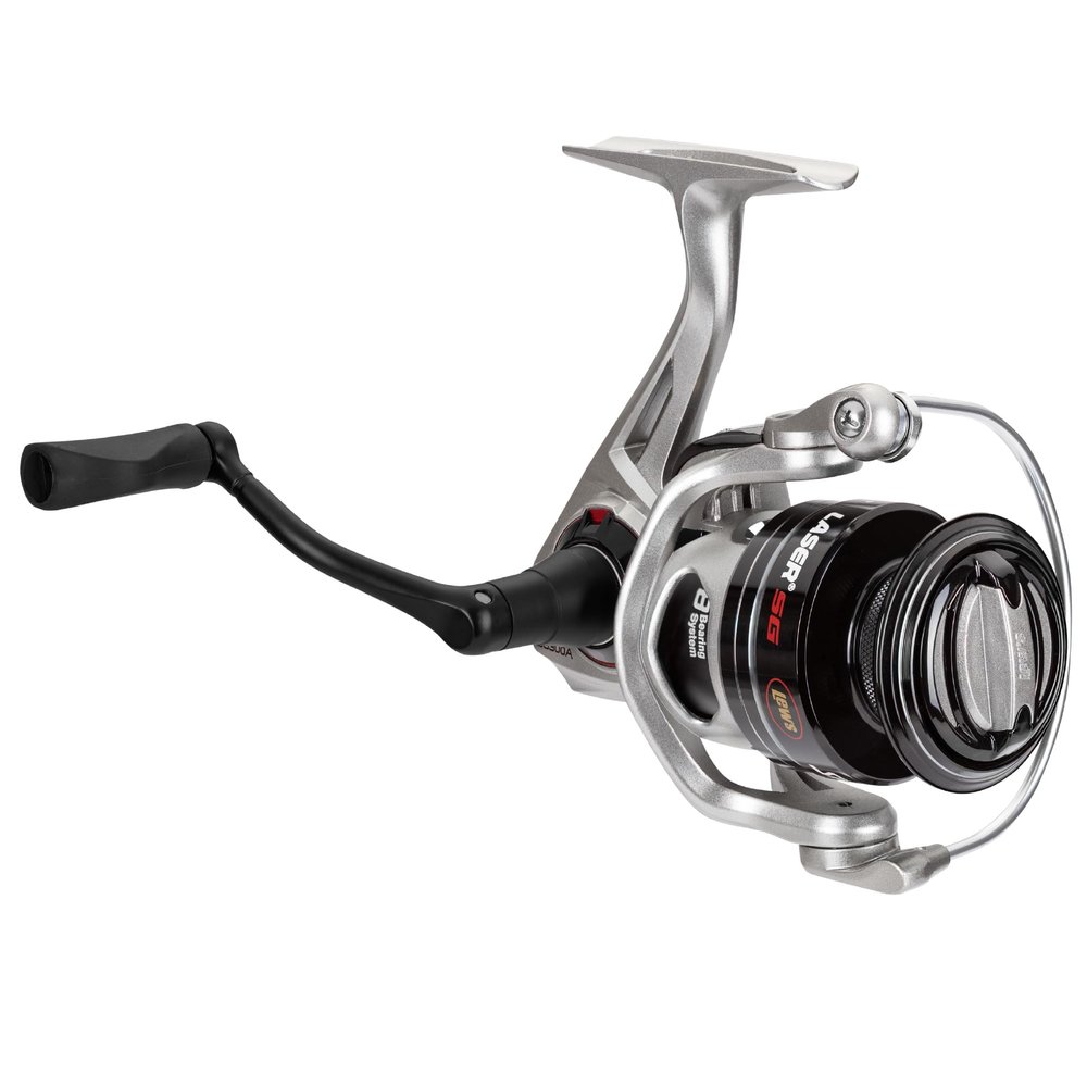 Lew's Laser SG Speed Spin Freshwater Spinning Fishing Reel, Size 300 Reel, Right or Left-Hand Retrieve, 5.2:1, Zero Reverse 1-Way Clutch Bearing, Silver