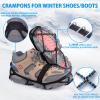 Sfee Ice Cleats Ice Grippers for Shoes and Boots, Crampons Traction Cleats for Walking on Snow and Ice Anti-Slip Flexible Footwear Snow Grips for Walking Climbing Hiking Jogging with 2 Straps view 3