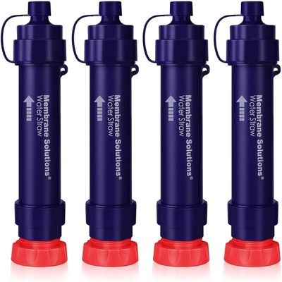 Membrane Solutions Water Filter Straw S2, NSF/ANSI 42&372&401 Certified, 4-Stage 0.1 m Portable Water Purifier with Replaceable Filter, 5,000L Capacity for Camping, Hiking, Survival and Emergency- 4P