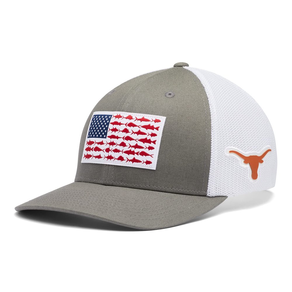 Columbia PFG Mesh Fish Flag Ball Cap, TEX - Titanium, Small/Medium
