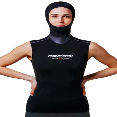 Cressi Base Layer Hooded Vest 2.5/5mm Thermal Undersuits, Black, 2.5/5 mm, XL