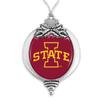 Iowa State Cyclones Bulb with Team Logo Silver Metal Christmas Ornament Gift Tree Decoration view 1
