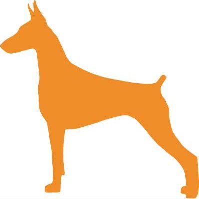 Decaltor Orange Doberman Silhouette Dog Decal Sticker Peel and Stick Sticker Graphic Auto, Wall, Laptop, Cell, Truck Sticker for Windows, Cars, Trucks
