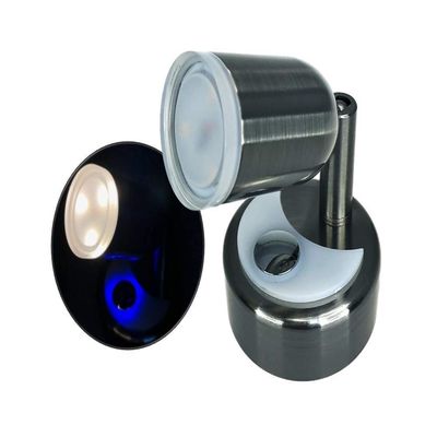 Pactrade Marine Boat RV Auto Warm White LED Adjustable Swivel Neck Joint Satin Nickel Aluminum Reading Light 10-15V 2W Touch Switch Non-Magnetic Blue Night Light (2)
