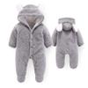 Bestgift Baby Cartoon Bear Snowsuit Winter Coats Cute Newborn Infant Jumpsuit Gray 3-6 Months