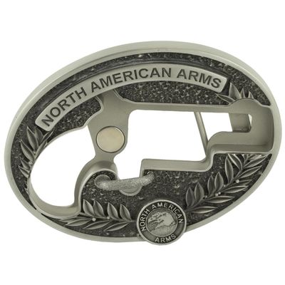 North American Arms NAA LNG RFL CUST Oval Belt Buckle, silver,5.5 x 4 x 1.75 inches