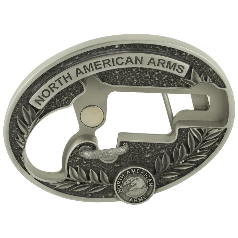North American Arms NAA LNG RFL CUST Oval Belt Buckle, silver,5.5 x 4 x 1.75 inches