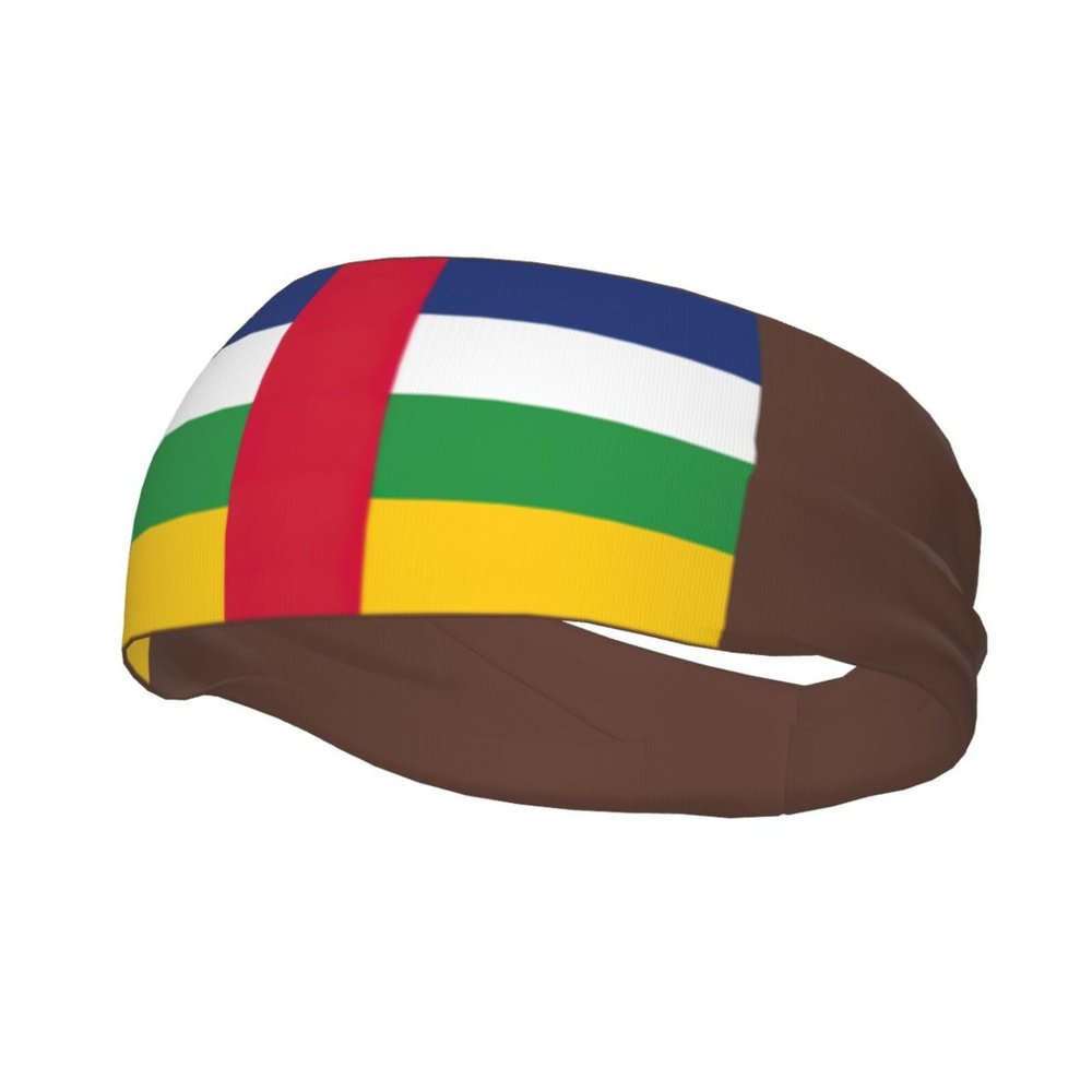 Central African Flag Print Workout Headbands, Sports Outdoors Sweatbands for Men Women, for Running Cycling Yoga