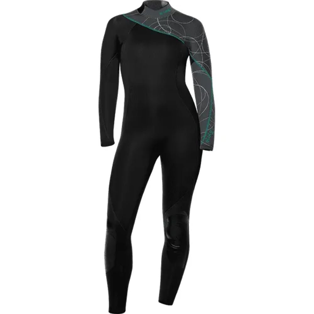 BARE 5MM Women's Elate Full Wetsuit | Comfortable high Stretch Neoprene Material | Long Sleeve | Great for All Watersports, Scuba Diving and Snorkeling | Grey 08T