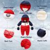 Bestgift Unisex Baby Winter Snowsuit Toddler Hoodied Footie Romper Outwear Coat Navy-red 6-9 Months view 4