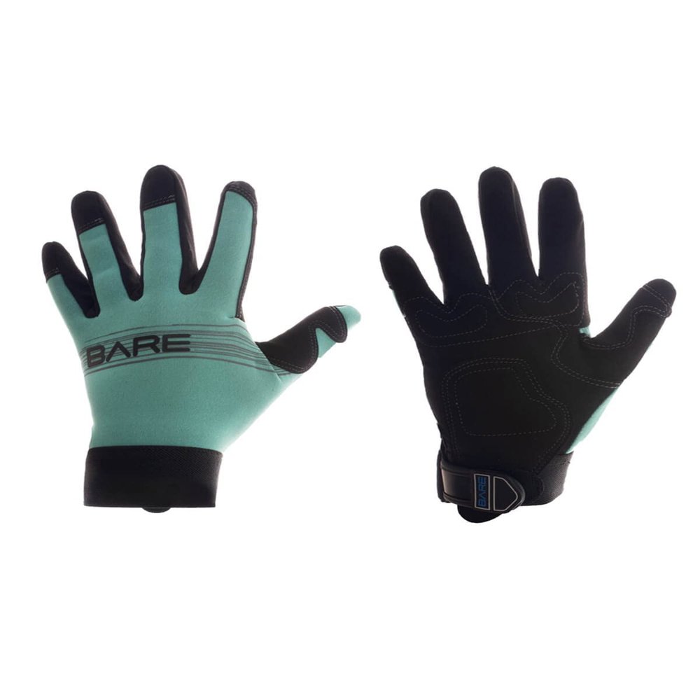 Bare 2mm Tropic Pro Five Finger Quality Scuba Diving Gloves-Aqua-X-Small