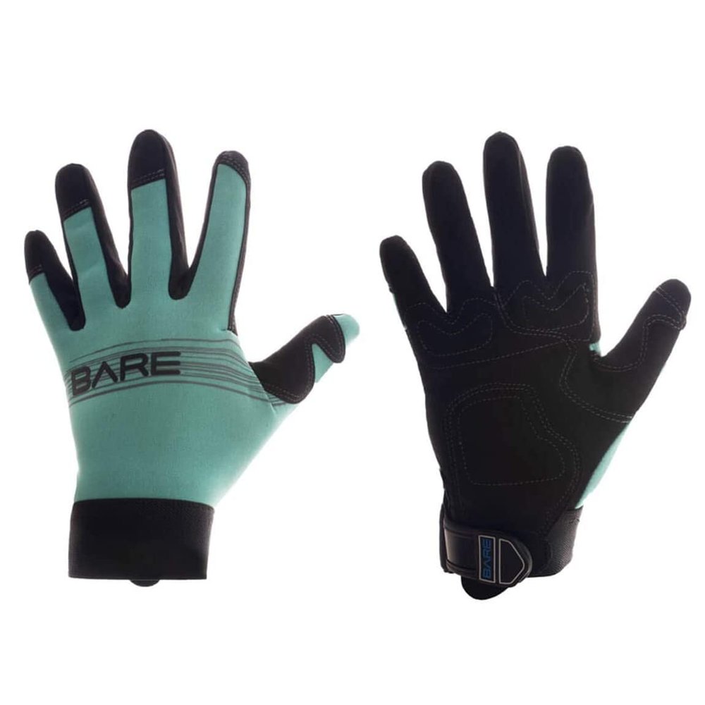 Bare 2mm Tropic Pro Five Finger Quality Scuba Diving Gloves-Aqua-Medium