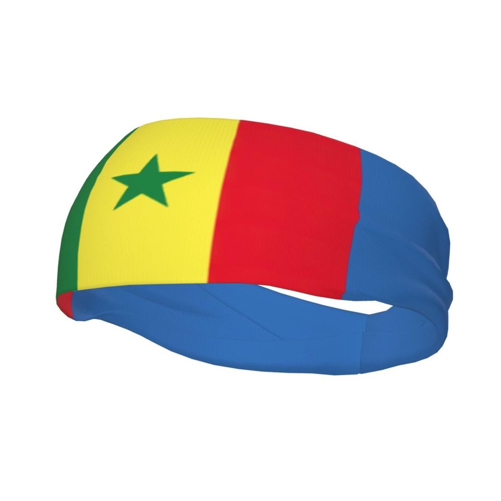 Flag of Senegal Print Workout Headbands, Sports Outdoors Sweatbands for Men Women, for Running Cycling Yoga
