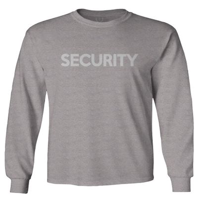 VICES AND VIRTUESS 0331. Security Graphic Event Staff Work Uniform Concert Crew Guard Men's Long Sleeve t Shirt (Light Gray Large)