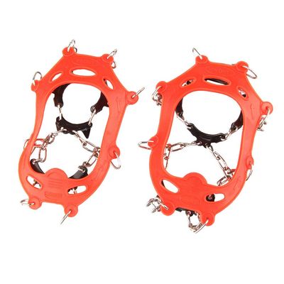 YOUFINE 11 Teeth Crampons Outdoor Anti Slip Shoes Cover Ice Claws with Stainless Steel Chain for Kids Children Teenagers, with Carry Bag (Children)