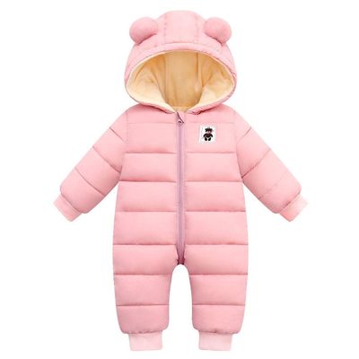 Bestgift Unisex Baby Hooded Winter Snowsuit Infant Warm Puffer Romper Pink 9-12 Months