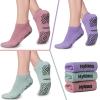 Hylaea Womens Non Slip Socks for Yoga Pilates Hospital Barre kickboxing, Grips on Bottom, Ankle,Cushion Padded Large xlarge view 2