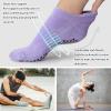 Hylaea Womens Non Slip Socks for Yoga Pilates Hospital Barre kickboxing, Grips on Bottom, Ankle,Cushion Padded Large xlarge view 3