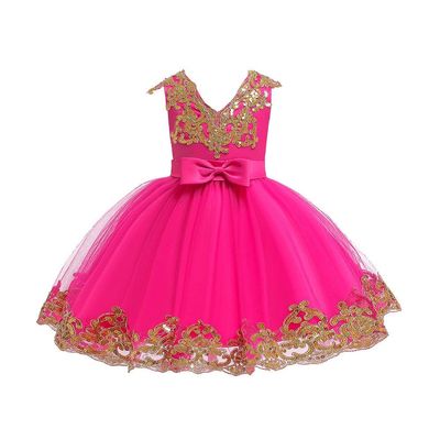 OBEEII Baby Girl Dress Flower Christening Baptism Gown Formal Party Special Occasion Dresses for Toddler Infant Hot Pink 2-3T