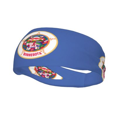 Minnesota State Flag Print Workout Headbands, Sports Outdoors Sweatbands for Men Women, for Running Cycling Yoga
