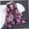 AMOYER 1pc Women Ladies Elegant Lace Tassel Long Scarf Flora Flower Organza Scarf Lightweight Soft Long Shawl Thin view 2