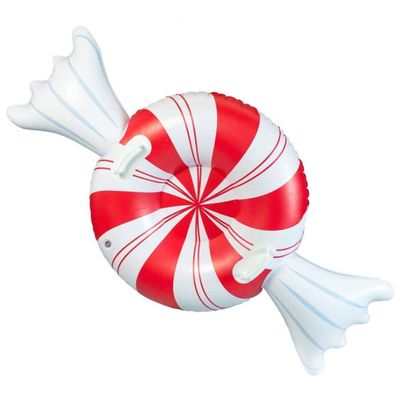 SnowCandy Inflatable Heavy-Duty Snow Tubes Collection, Durable Cold-Resistant Winter Sledding Tubes for Kids & Adults (Multiple Styles Available) (42" Peppermint Snow Tube)