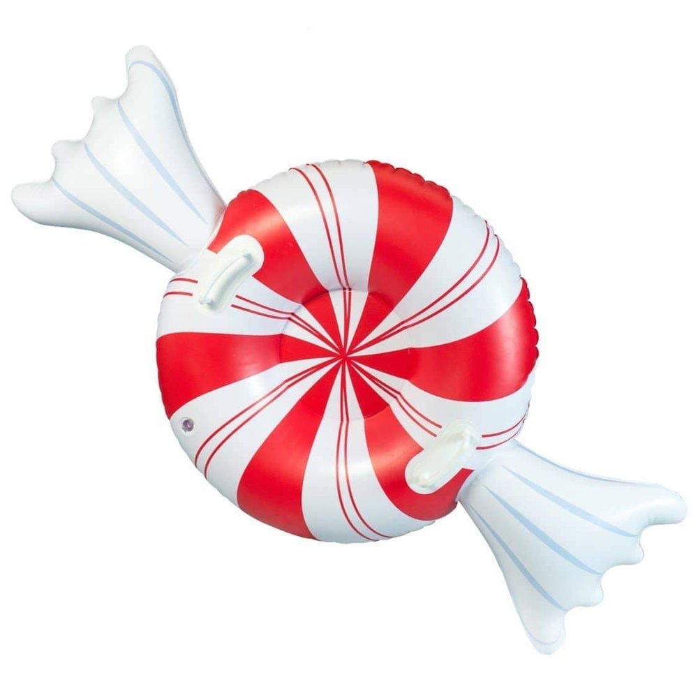 SnowCandy Inflatable Heavy-Duty Snow Tubes Collection, Durable Cold-Resistant Winter Sledding Tubes for Kids & Adults (Multiple Styles Available) (42" Peppermint Snow Tube)