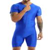 Lejafay Men's Short Sleeve Tank Unitard Adult Spandex Bodysuit Sports Gymnastics Biketard Costume Blue X-Large view 4