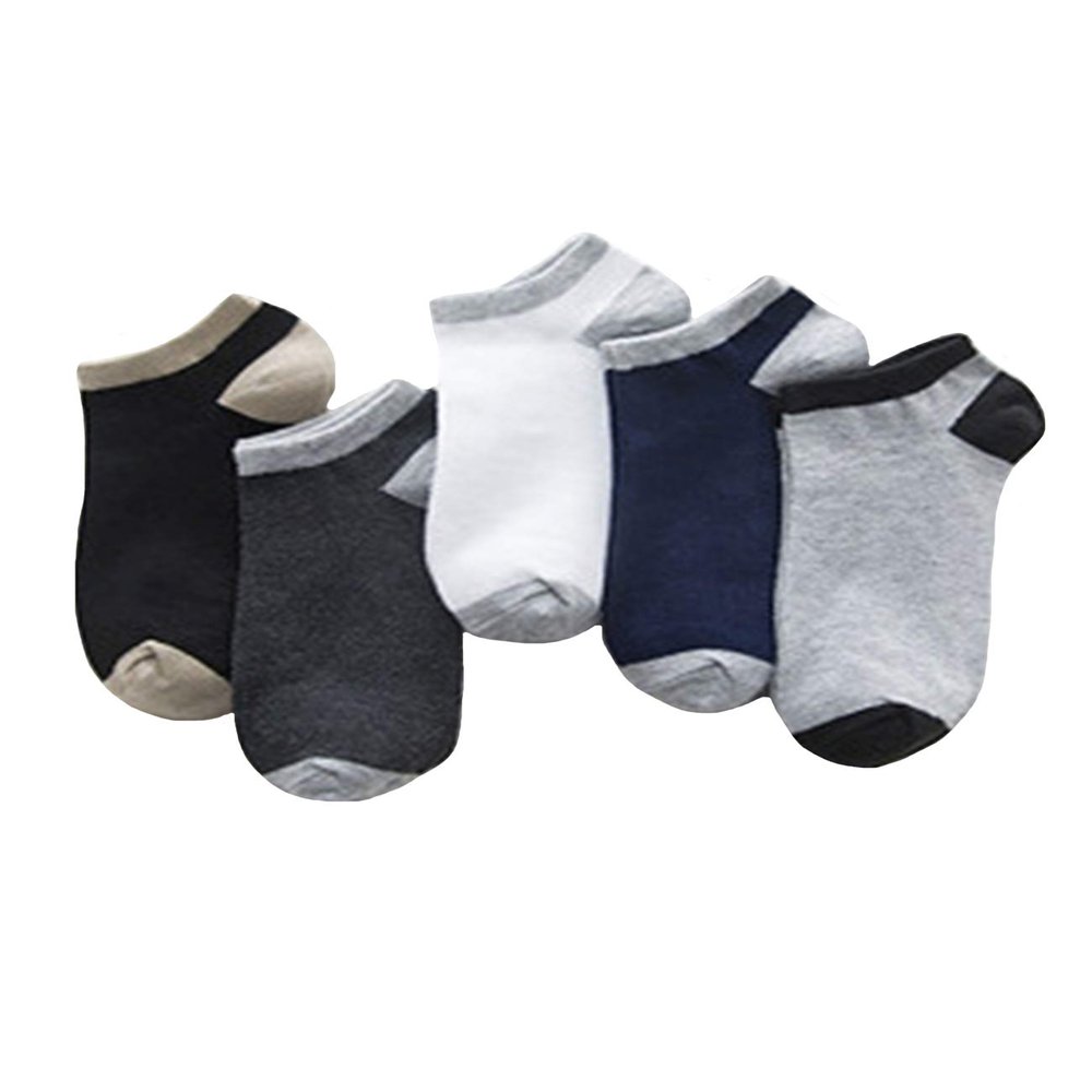 Jueshanzj Men's Dress Socks Cotton Fashion Classic Breathable Socks ankle socks Navy style 5 pairs One Size