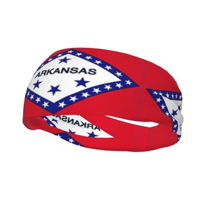Arkansas State Flag Print Workout Headbands, Sports Outdoors Sweatbands for Men Women, for Running Cycling Yoga