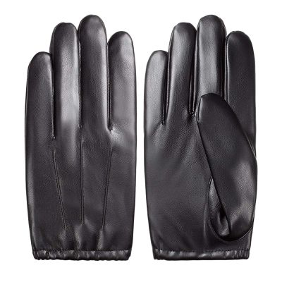 FUFU Gloves Men's Gloves PU Touch Screen Outdoor Winter Gloves Driving Gloves (Size : M)
