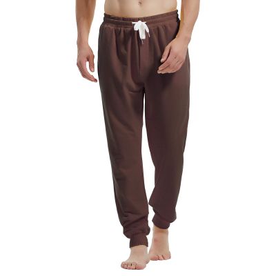 AMY COULEE Men's Casual Loose Fit Cotton Athletic Joggers Sweatpants (Brown, L)