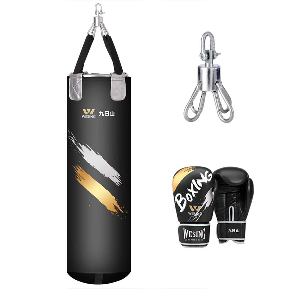WESING Heavy Bag UNFILLED Set Boxing Punching Bag for MMA Kickboxing Muay Thai Training (Black)