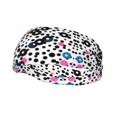 White Polka Dot Print Workout Headbands, Sports Outdoors Sweatbands for Men Women, for Running Cycling Yoga