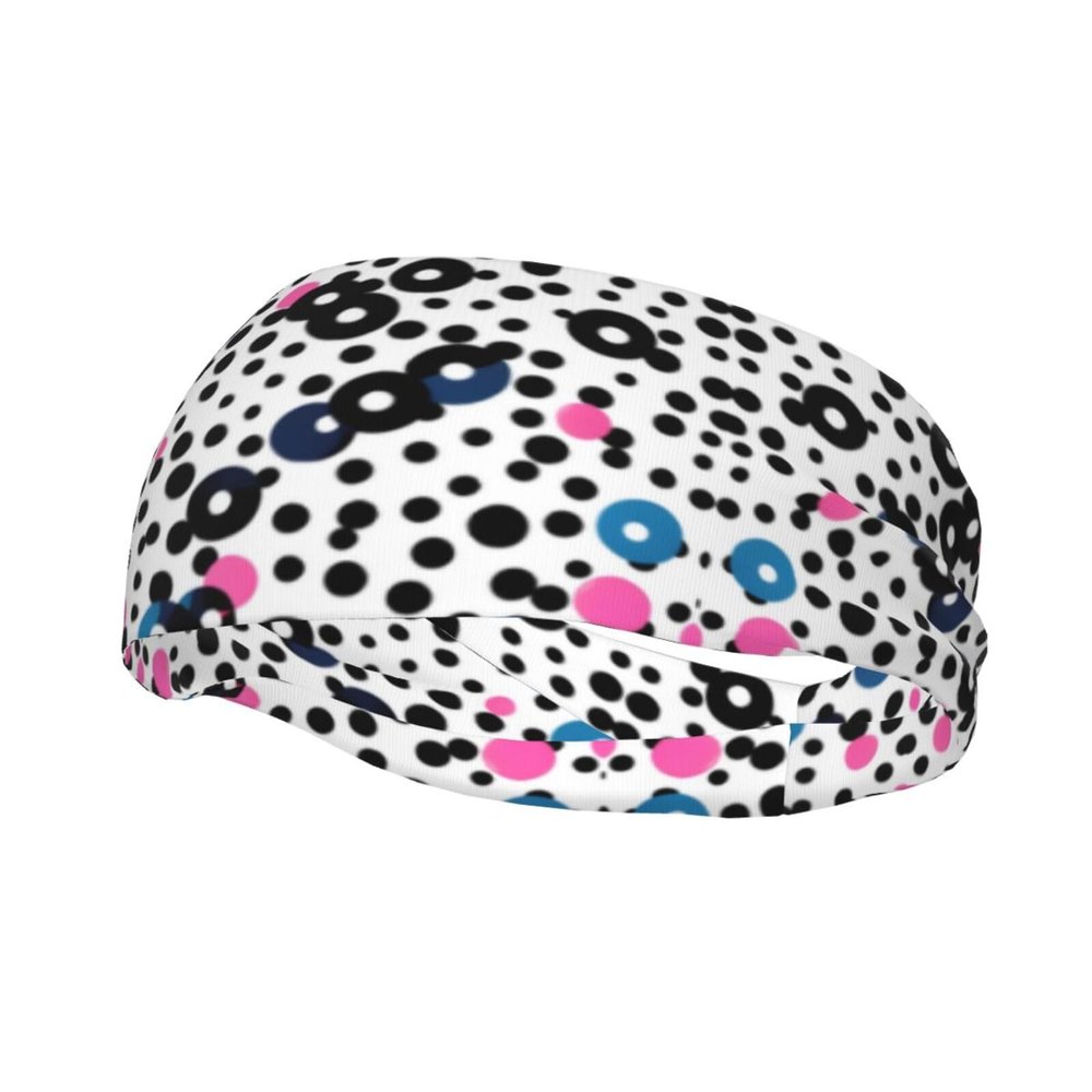 White Polka Dot Print Workout Headbands, Sports Outdoors Sweatbands for Men Women, for Running Cycling Yoga