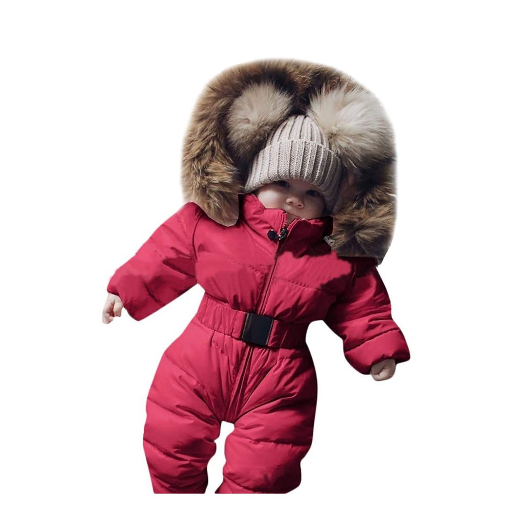 Bestgift Unisex Baby Infant Toddler Winter Snowsuits Romper Hooded Jumpsuit Jacket Red 0-3 months