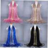 AMOYER 1pc Fashion Women's Long Scarves Shawls Soft Lightweight Feeling Formal Neckerchief Cotton with Gold Thread view 4