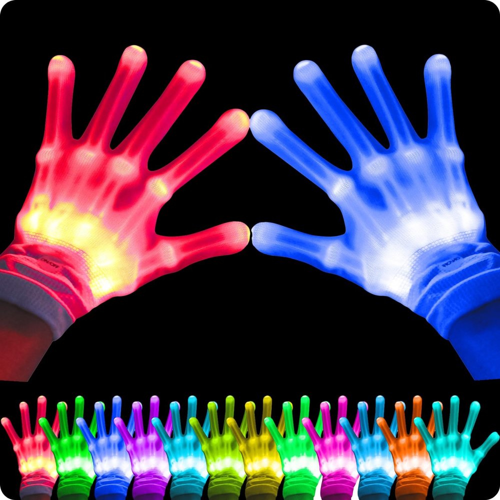 WEICHUANGXIN LED Gloves Toys For Age 5-7 4-6 6-8 Light Up Gloves 12 Colors Boys Toys Gifts For 4 5 6 7 8 Year Old Boys Girls Halloween Christmas Birthday Party Camping(Small)